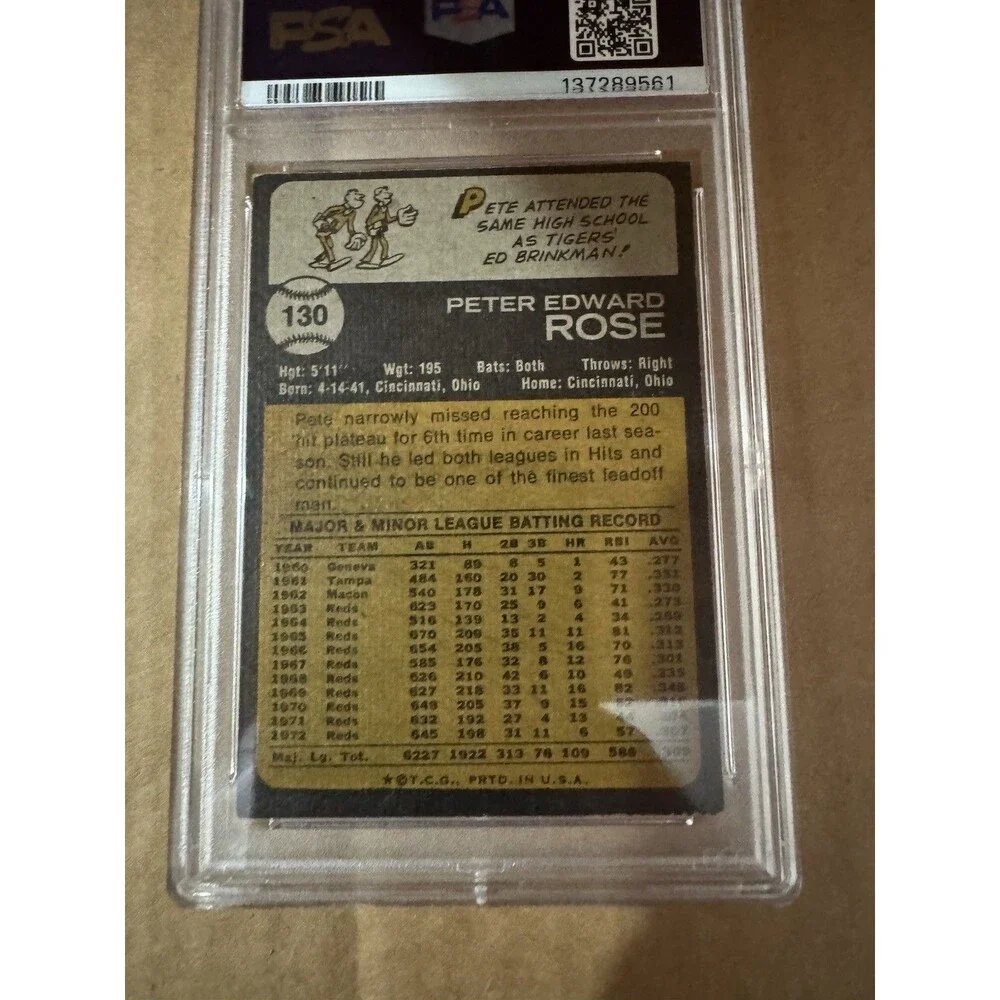 Vintage Baseball 1973 Topps - Pete Rose #130 PSA Graded  4 VG-EX